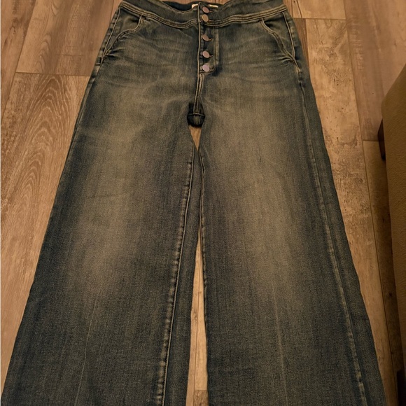 Wide leg Risen button fly 31x31 size 13 blue nice stretch - Picture 3 of 5